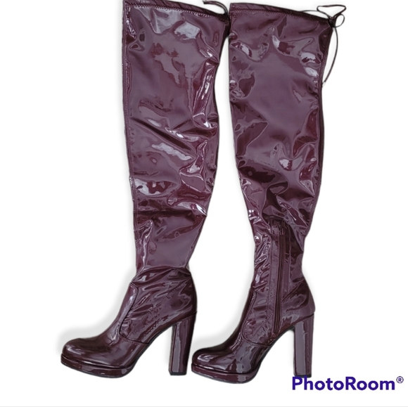 ๐คSOLD๐คGianni Bini Get-Real Patent Platform Over-The-Knee Block Heel Boots - Picture 6 of 14